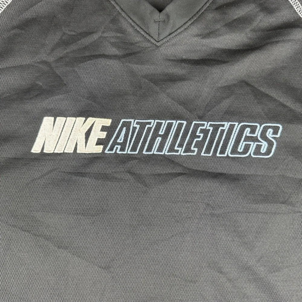 Nike Athletics‎ Vintage Y2K Tee Athletic Silver Tag Spellout Logo Men's M Black
